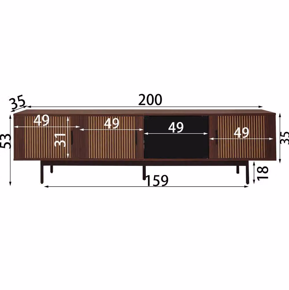 STILVORA Modern TV Cabinet with LED Light Strip and Glass Doors in Brown Walnut Finish – 4