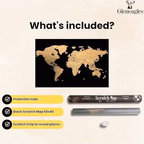 Gleneagles Cello Scratch Off World Map Travel Tracker Poster in Black and Gold – 4