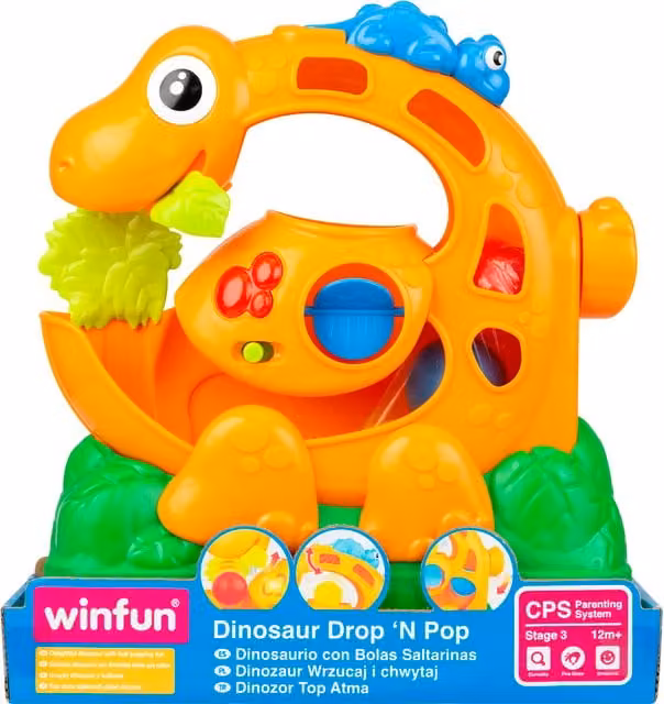 Winfun Dino Drop 'n Pop Musical Sensory Activity Toy in Orange