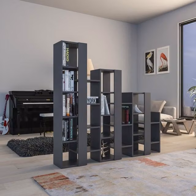 Decortie Lift Room Separator Bookcase Display Unit in Anthracite Grey