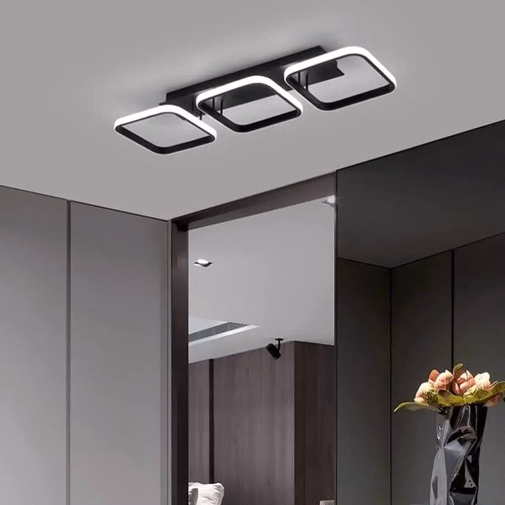 COMELY Modern Square LED Ceiling Light, Black, 32W, 6000K Cool White – 3