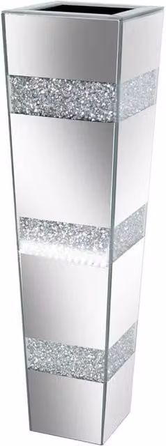 FLAVORA Modern Silver Glass Tall Standing Floor Flower Vase, Height: 100 cm, Width: 15 cm