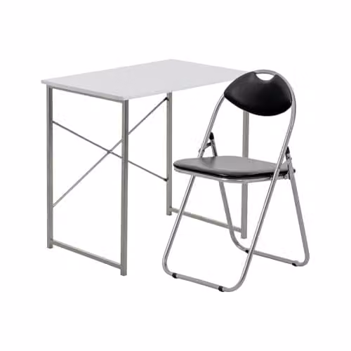 Harbour Housewares Minimalist Industrial Office Desk and Chair Set in White and Black