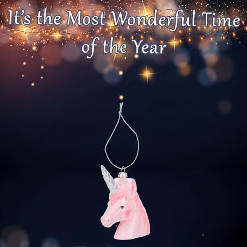 VFM e-Store Pink Glitter Unicorn Christmas Tree Ornament, H 13 cm x W 9 cm x D 4 cm – 3
