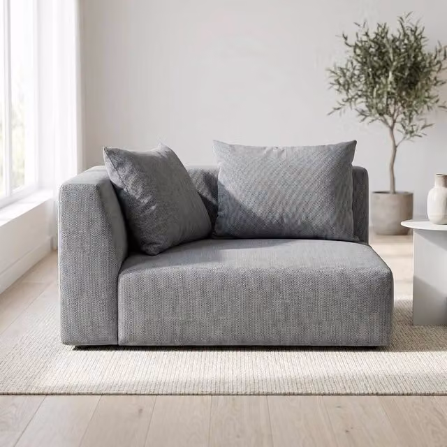 Abakus Direct Tokyo Corner Seat in Grey Basket Weave Fabric with Deep Seat
