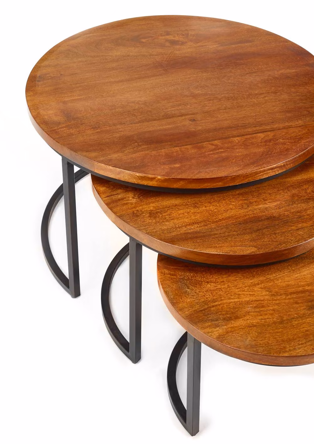 Elm Home And Garden Large Solid Dark Wooden Round Coffee Table, Brown, H48 x W77 x D77 cm – 2