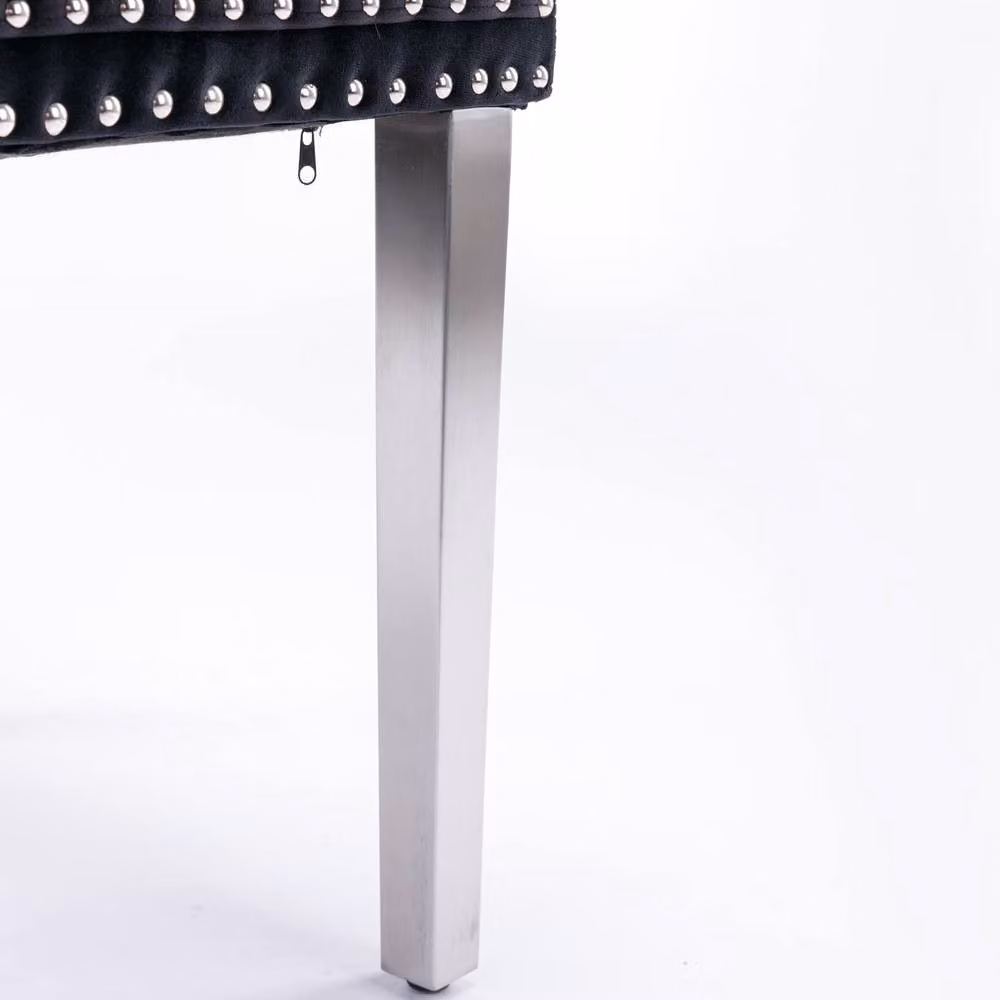 Modern Home Touch Winchester Set of 2 Black Velvet Upholstered Dining Chairs with Silver Chrome Legs – 7