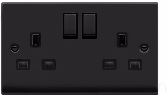 SE HOME Black Surface Mounted Double Switched Socket Plate