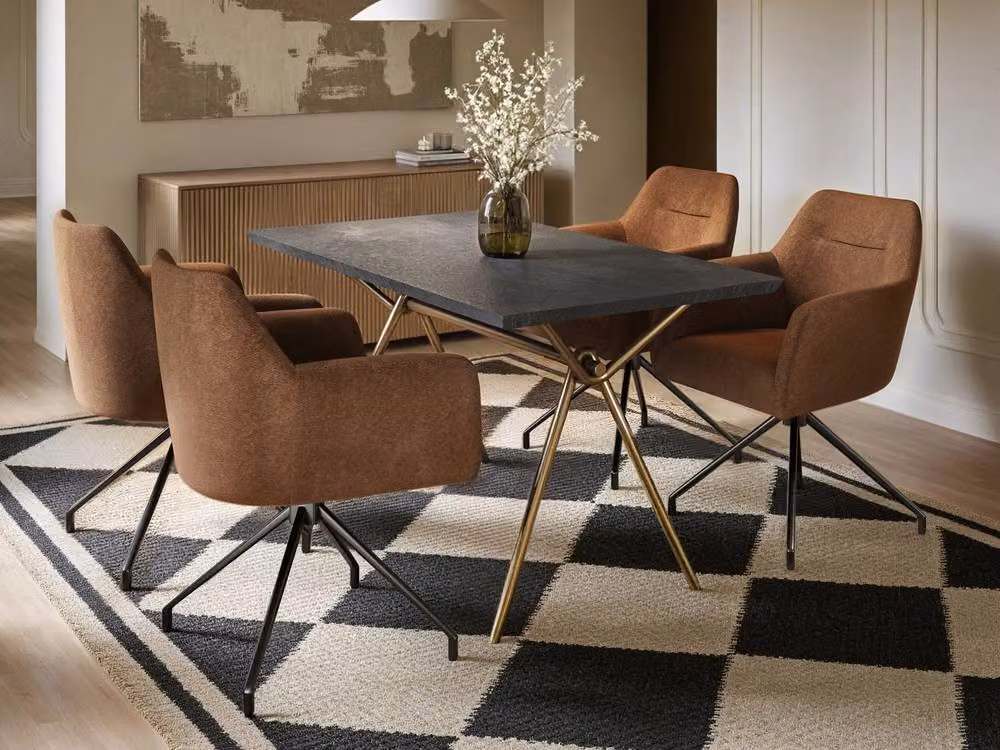 Solace+Co Isla Set of 2 Brown Bouclé Swivel Dining Chairs with Armrests – 3