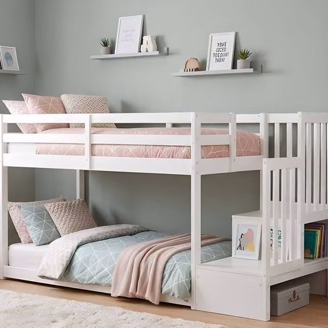 Nöa and Nani Oleana Shorty Bunk Bed in White with Storage Staircase and Side Compartments, Size: Junior (70 x 160 cm) – 1