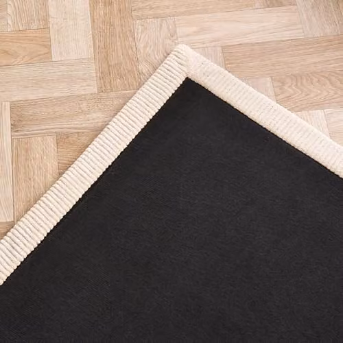 OHS Modern Hand Tufted Hallway Runner Rug with Contrast Border, Black, W: 66 cm, L: 200 cm – 2