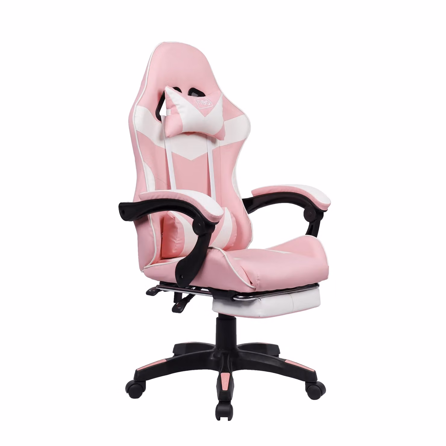 Neo Pink PU Leather Racing Gaming Chair with Footrest and Headrest – 5