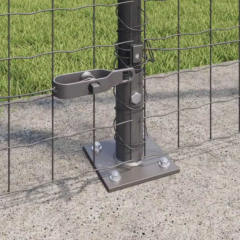 Berkfield Home Set of 26 Grey Round Concrete Fence Posts, W/D/H: 3.2 x 3.2 x 88.5 cm