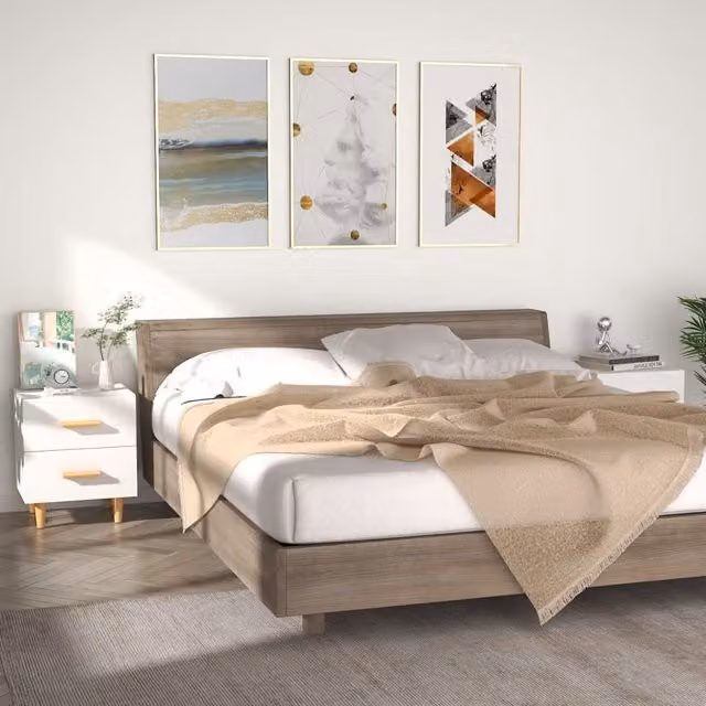 Berkfield Home Set of 2 White Bedside Cabinets, W/D/H: 40 x 35 x 47.5 cm
