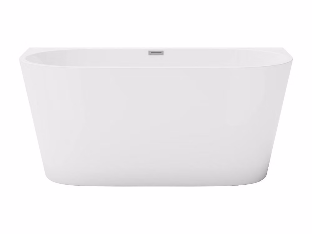 Vente-unique White Acrylic Asymmetric Semi-Island Freestanding Bathtub, W/D/H: 130 x 75 x 58 cm, 175 l – 2