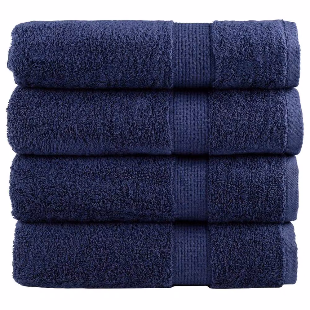 Berkfield Home SOLUND Premium Cotton Terry Bath Towels, 4 Pack, Navy Blue, W: 100 cm, L: 150 cm, 600gsm – 2