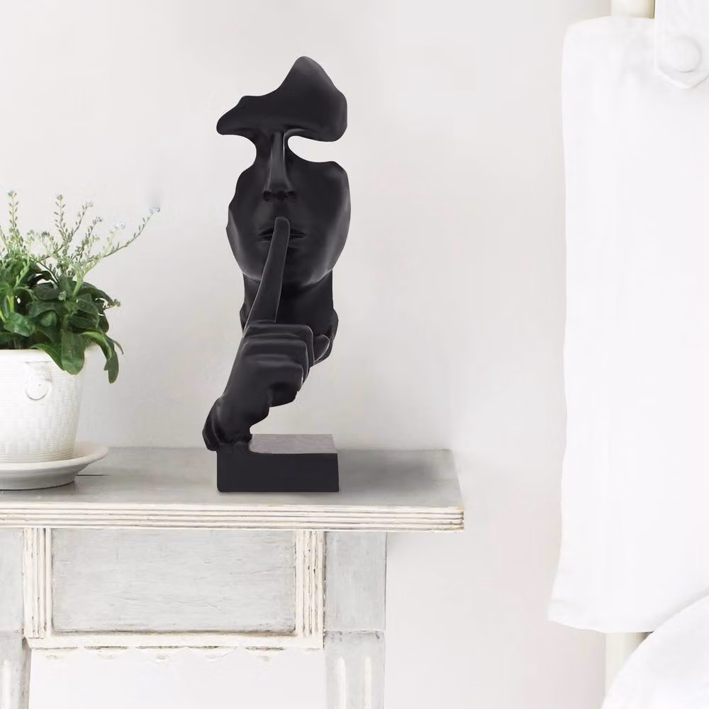 Huhote Black Resin Thinker Ponder Abstract Art Sculpture for Home or Office Desk Decor – 4