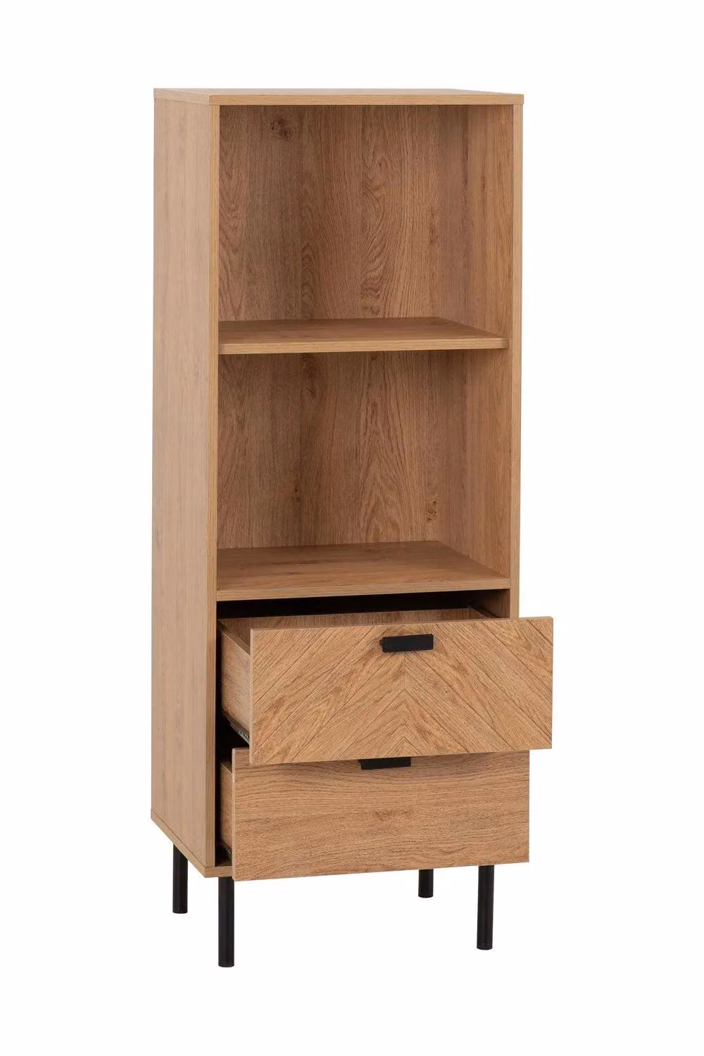 Seconique Leon 2 Drawer 2 Shelf Cabinet in Brown and Black – 4