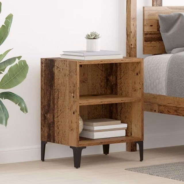 Berkfield Home Bedside Cabinet in Brown Old Wood, W/D/H: 40 x 30 x 50 cm
