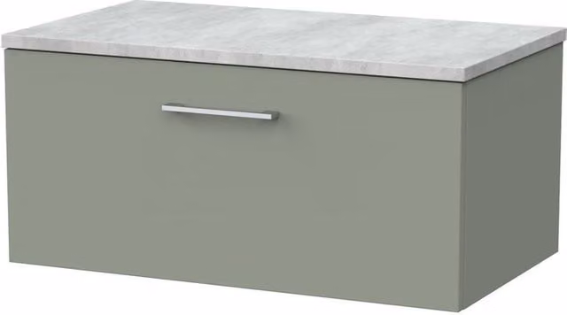 Balterley Pershall 1 Drawer Vanity with Bellato Top in Reed Green, Width: 80 cm