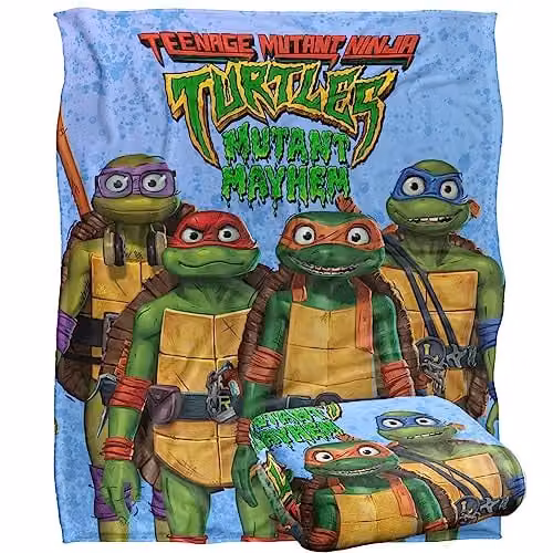 LOGOVISION Teenage Mutant Ninja Turtles Mutant Mayhem White Silky Touch Super Soft Fleece Throw Blanket W/D/H: 152 x 127 cm