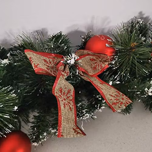 Premier 180cm Red Dressed Christmas Garland with Bows and Baubles – 3