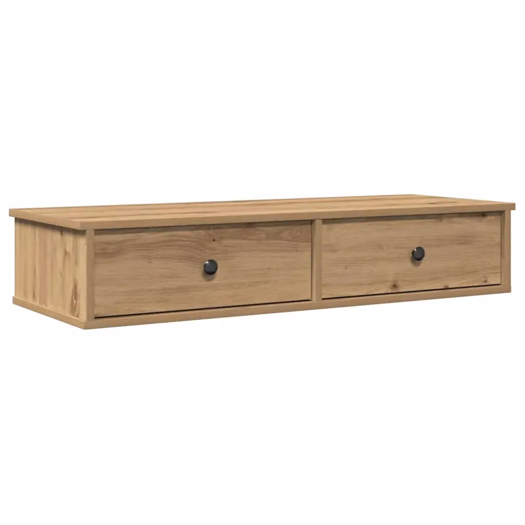 Berkfield Home Artisan Oak Wall Shelf with Drawers, Brown, W/D/H: 100 x 37.5 x 19 cm – 2
