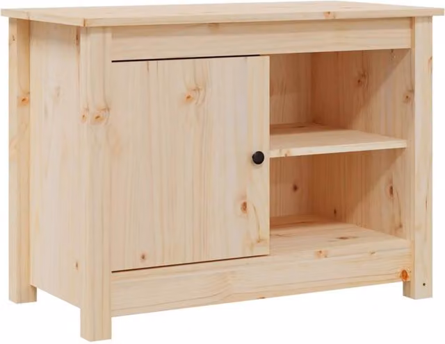 Berkfield Home Rustic Solid Wood Pine TV Cabinet, Light Brown, W: 70 cm, D: 36.5 cm, H: 52 cm – 1