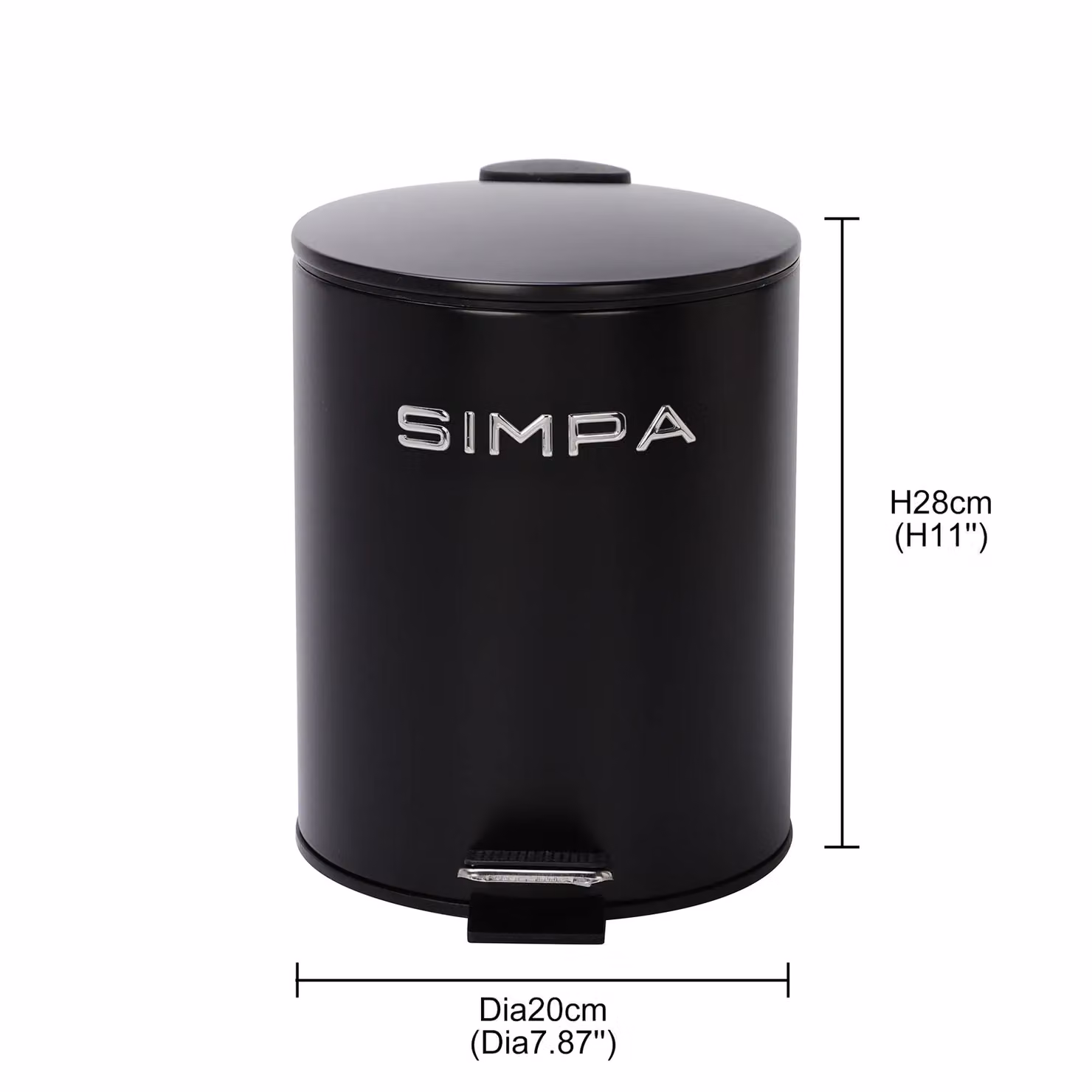 Simpa 5L Slim Soft-Closing Pedal Dustbin in Black – 3