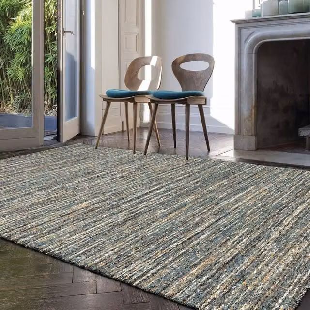 The Rug Shop UK Blue Modern Abstract Machine Woven Easy Care Area Rug W: 240 cm, D: 340 cm