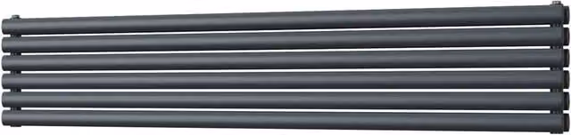 Omeara Axis Anthracite Double Panel Horizontal Radiator W: 180 cm, H: 34.8 cm, D: 34.8 cm
