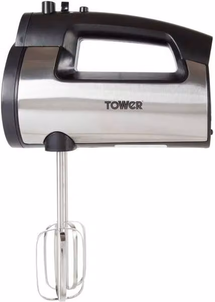 Tower T12016 2-in-1 Stainless Steel Electric Hand Mixer, 300W, Silver – 1