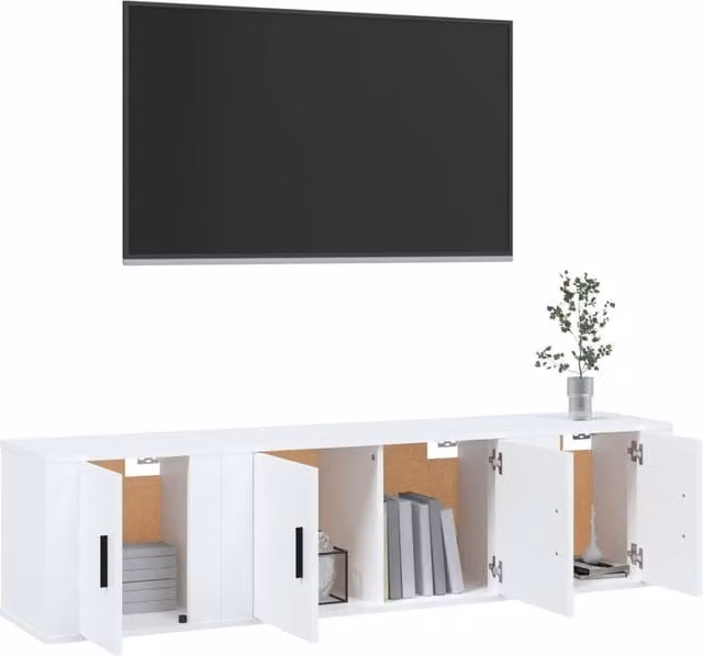 Berkfield Home Classic 3 Piece TV Cabinet Set in White Matt Engineered Wood