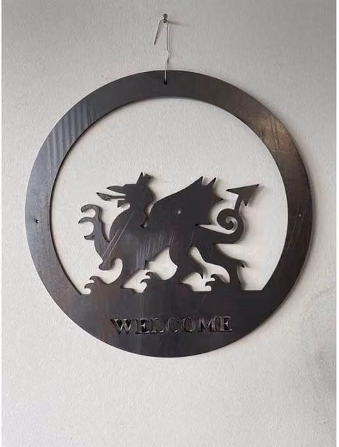 Poppyforge Welsh Dragon Metal Wall Art, Black, W: 49.5 cm, H: 49.5 cm