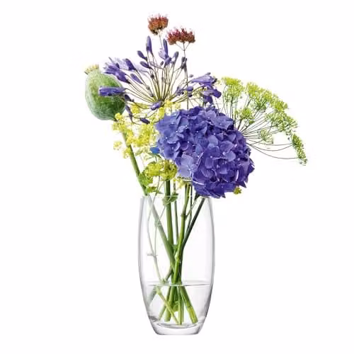 LSA International Flower Barrel Bouquet Vase, Handmade Clear Glass, Height: 20 cm – 1