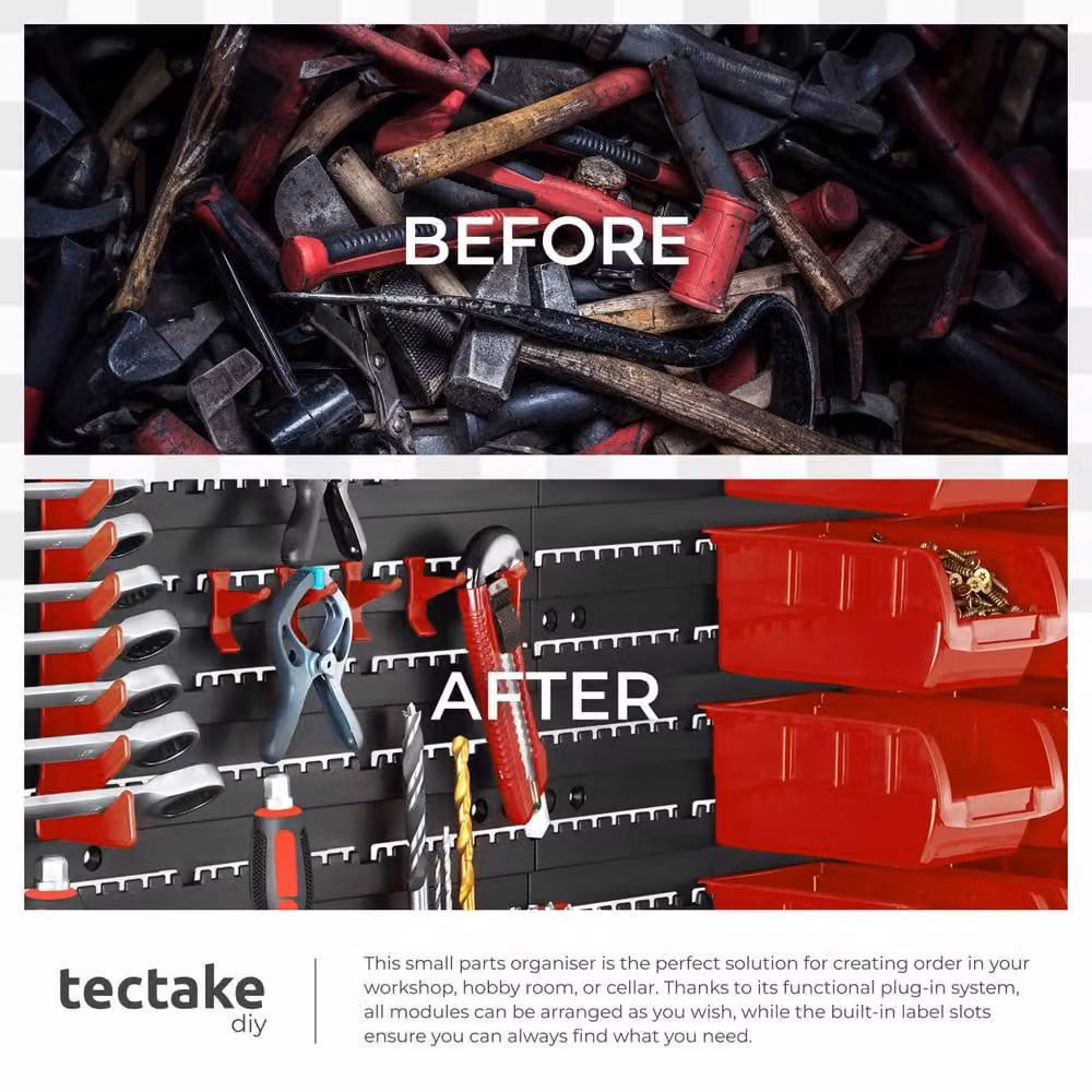 tectake Small Parts Storage in Black and Red Metal and Plastic – 5
