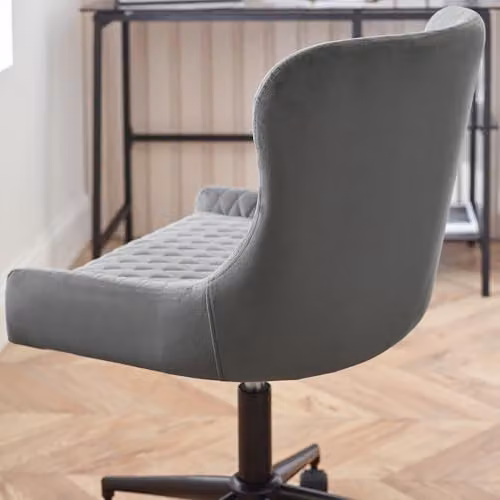 Julian Bowen Luxe Modern Grey Velvet Upholstered Office Task Chair W/D/H: 52 x 60 x 97 cm – 6