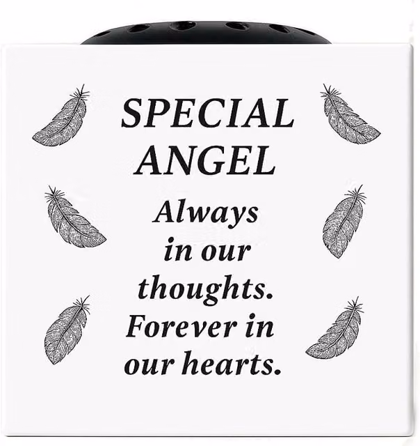 David Fischhoff White Memorial Grave Feather Rose Bowl - Angel