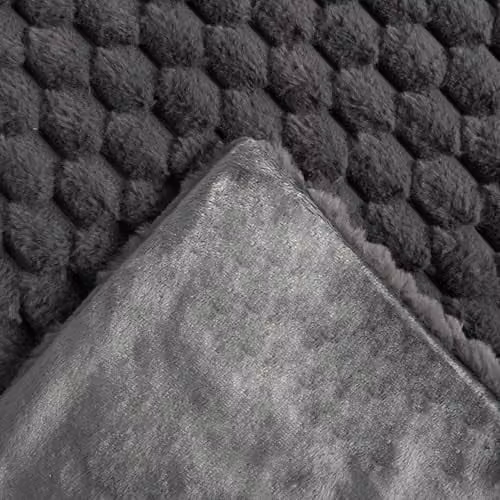 OHS Faux Fur Waffle Throw Blanket in Charcoal Grey, W/D/H: 125 x 150 cm – 3