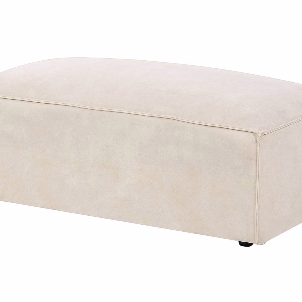 Wyld Haus Beige Velvet Rectangular Ottoman Footstool W/D/H: 102.0 x 39.0 x 52.0 cm – 2
