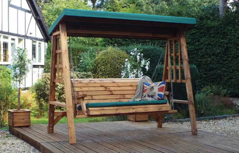 Charles Taylor Trading Dorset Three Seater Garden Swing in Green and Brown