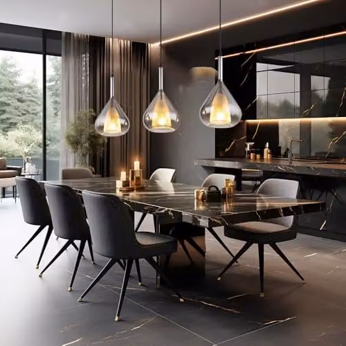 Netlighting by Globo Lighting Bar Pendant Ceiling Light in Black and Grey with Smoked Glass Shades, 3x E27, H x W x D: 140 x 60 x 20 cm – 1