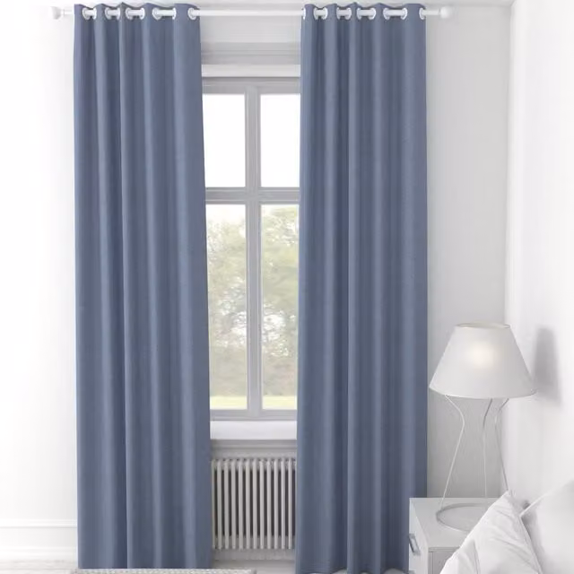 Willow Danube Made to Measure Blackout Eyelet Curtain Panel in Blue