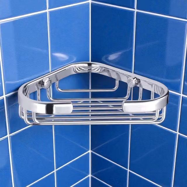 Showerdrape Clasico Small Stainless Steel Wall Mounted Corner Basket in Silver – 1
