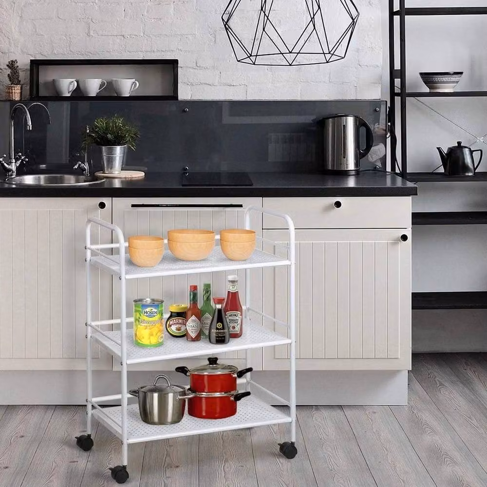 SPETLEK 3 Tier Metal Side Trolley Cart in White – 2