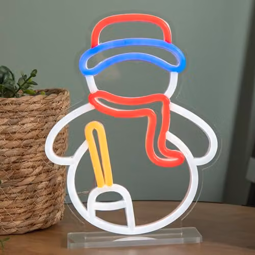 Samuel ALEXANDER Multicolour Light Up Christmas Snowman Table Top Neon Sign, W: 24 cm, H: 19 cm – 2