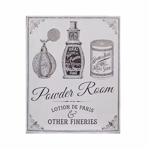 Orsina Vintage Typography Wall Plaque in Grey and Black, W/H: 20 x 25 cm – 1