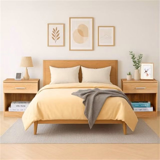 Kelvenix Set of 2 Oak Bedside Cabinets in Light Oak, Width: 100 cm – 1