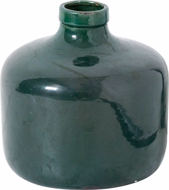 Glowrex Emerald Glazed Chive Ceramic Tabletop Vase - Green