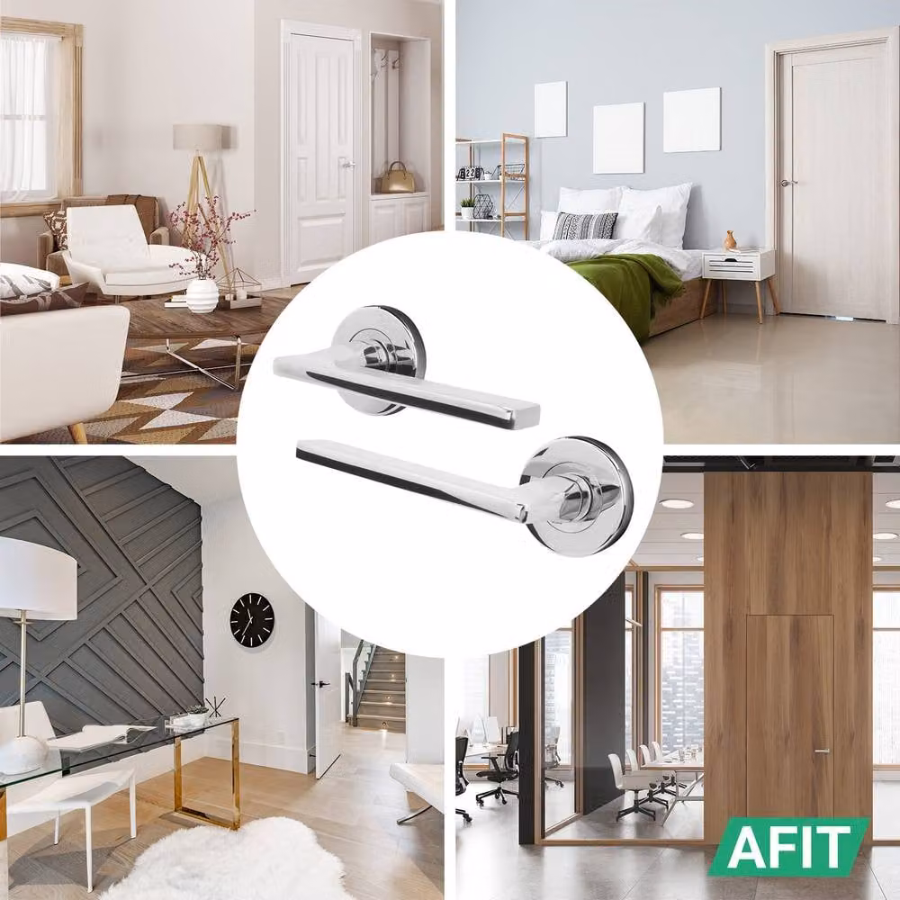 AFIT Polished Chrome Fire Door Handle Latch Set in Silver, Aluminium, W/D/H: 15.0 x 3.0 x 150 mm – 3